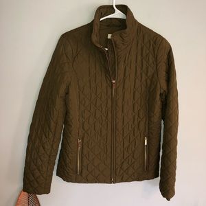 J. Crew Olive Quilted Puffer Jacket